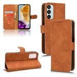 For Samsung Galaxy M15 5G Skin Feel Magnetic Flip Leather Phone Case(Brown)