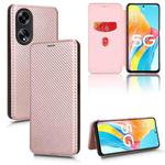 For OPPO A1 5G Carbon Fiber Texture Flip Leather Phone Case(Pink)