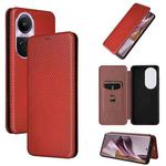 For OPPO Reno10 Pro Carbon Fiber Texture Flip Leather Phone Case(Brown)