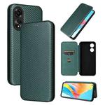For OPPO A78 4G Carbon Fiber Texture Flip Leather Phone Case(Green)