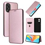For OPPO A38 4G Global Carbon Fiber Texture Flip Leather Phone Case(Pink)