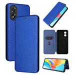For OPPO A38 4G Global Carbon Fiber Texture Flip Leather Phone Case(Blue)