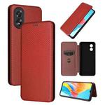For OPPO A38 4G Global Carbon Fiber Texture Flip Leather Phone Case(Brown)