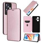 For OPPO A79 5G Carbon Fiber Texture Flip Leather Phone Case(Pink)