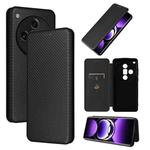 For OPPO Find X7 Ultra Carbon Fiber Texture Flip Leather Phone Case(Black)