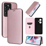 For OPPO Reno11 F 5G Carbon Fiber Texture Flip Leather Phone Case(Pink)