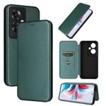 For OPPO Reno11 F 5G Carbon Fiber Texture Flip Leather Phone Case(Green)