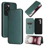 For OPPO Reno12 Pro 5G Global Carbon Fiber Texture Flip Leather Phone Case(Green)