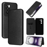 For OPPO Reno12 5G Global Carbon Fiber Texture Flip Leather Phone Case(Black)