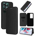 For OPPO Reno11 PJH110 Carbon Fiber Texture Flip Leather Phone Case(Black)