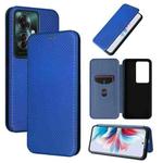 For OPPO Reno11 PJH110 Carbon Fiber Texture Flip Leather Phone Case(Blue)