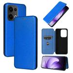 For OPPO Reno13 5G Global Carbon Fiber Texture Flip Leather Phone Case(Blue)