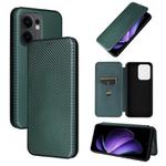 For OPPO Reno13 F 5G Carbon Fiber Texture Flip Leather Phone Case(Green)