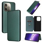 For OPPO A5 Pro 5G Global Carbon Fiber Texture Flip Leather Phone Case(Green)