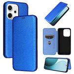 For OPPO Reno14 5G Global Carbon Fiber Texture Flip Leather Phone Case(Blue)