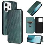 For OPPO Reno14 5G Global Carbon Fiber Texture Flip Leather Phone Case(Green)