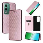 For OPPO A5 5G / 4G Global Carbon Fiber Texture Flip Leather Phone Case(Pink)