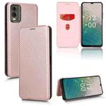 For Nokia C32 Carbon Fiber Texture Flip Leather Phone Case(Pink)