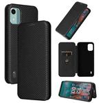 For Nokia C12 / C12 Pro / C12 Plus Carbon Fiber Texture Flip Leather Phone Case(Black)