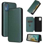 For Nokia C02 Carbon Fiber Texture Flip Leather Phone Case(Green)