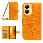 For vivo Y02S Global / Y16 4G Global Skin Feel Sun Flower Embossed Flip Leather Phone Case with Lanyard(Yellow)