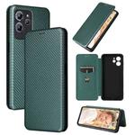 For Oukitel C32 Carbon Fiber Texture Flip Leather Phone Case(Green)