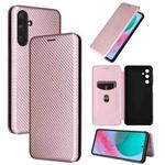 For Samsung Galaxy M54 5G Carbon Fiber Texture Flip Leather Phone Case(Pink)
