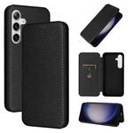 For Samsung Galaxy S24+ 5G Carbon Fiber Texture Flip Leather Phone Case(Black)