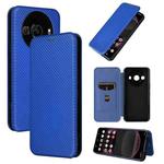 For Sharp Aquos R8 Pro Carbon Fiber Texture Flip Leather Phone Case(Blue)
