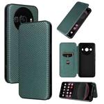 For Sharp Aquos R8 Pro Carbon Fiber Texture Flip Leather Phone Case(Green)