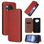 For Sharp Aquos R8 Carbon Fiber Texture Flip Leather Phone Case(Brown)