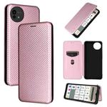 For Sharp Aquos wish5 Carbon Fiber Texture Flip Leather Phone Case(Pink)