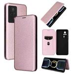 For Xiaomi Redmi K60E Carbon Fiber Texture Flip Leather Phone Case(Pink)