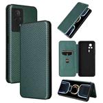 For Xiaomi Redmi K60E Carbon Fiber Texture Flip Leather Phone Case(Green)