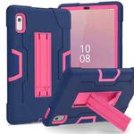For Lenovo Tab M9 / TB-310FU Contrast Color Silicone Hybrid PC Tablet Case with Holder(Navy Blue Rose Red)