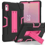 For Lenovo Tab M9 / TB-310FU Contrast Color Silicone Hybrid PC Tablet Case with Holder(Black Rose Red)