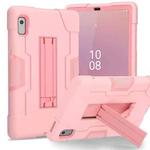 For Lenovo Tab M9 / TB-310FU Contrast Color Silicone Hybrid PC Tablet Case with Holder(Rose Gold)