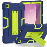 For Lenovo Tab M8 4th Gen Contrast Color Silicone Hybrid PC Tablet Case with Holder(Navy Blue Olivine)