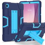 For Lenovo Tab M8 4th Gen Contrast Color Silicone Hybrid PC Tablet Case with Holder(Navy Blue)