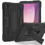 For Lenovo Tab M8 4th Gen Contrast Color Silicone Hybrid PC Tablet Case with Holder(Black)