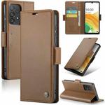 For Samsung Galaxy A33 5G CaseMe 023 Butterfly Buckle Litchi Texture RFID Anti-theft Leather Phone Case(Brown)