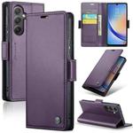 For Samsung Galaxy A34 5G CaseMe 023 Butterfly Buckle Litchi Texture RFID Anti-theft Leather Phone Case(Pearly Purple)