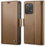 For Samsung Galaxy A73 5G CaseMe 023 Butterfly Buckle Litchi Texture RFID Anti-theft Leather Phone Case(Brown)