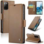 For Samsung Galaxy S20+ CaseMe 023 Butterfly Buckle Litchi Texture RFID Anti-theft Leather Phone Case(Brown)