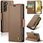 For Samsung Galaxy S22 5G CaseMe 023 Butterfly Buckle Litchi Texture RFID Anti-theft Leather Phone Case(Brown)