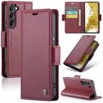 For Samsung Galaxy S22 5G CaseMe 023 Butterfly Buckle Litchi Texture RFID Anti-theft Leather Phone Case(Wine Red)