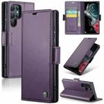 For Samsung Galaxy S22 Ultra 5G CaseMe 023 Butterfly Buckle Litchi Texture RFID Anti-theft Leather Phone Case(Pearly Purple)