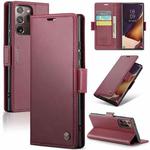 For Samsung Galaxy Note20 Ultra CaseMe 023 Butterfly Buckle Litchi Texture RFID Anti-theft Leather Phone Case(Wine Red)