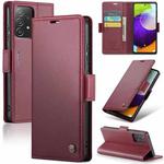 For Samsung Galaxy A52/A52s 5G CaseMe 023 Butterfly Buckle Litchi Texture RFID Anti-theft Leather Phone Case(Wine Red)