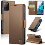 For Samsung Galaxy S20 FE CaseMe 023 Butterfly Buckle Litchi Texture RFID Anti-theft Leather Phone Case(Brown)